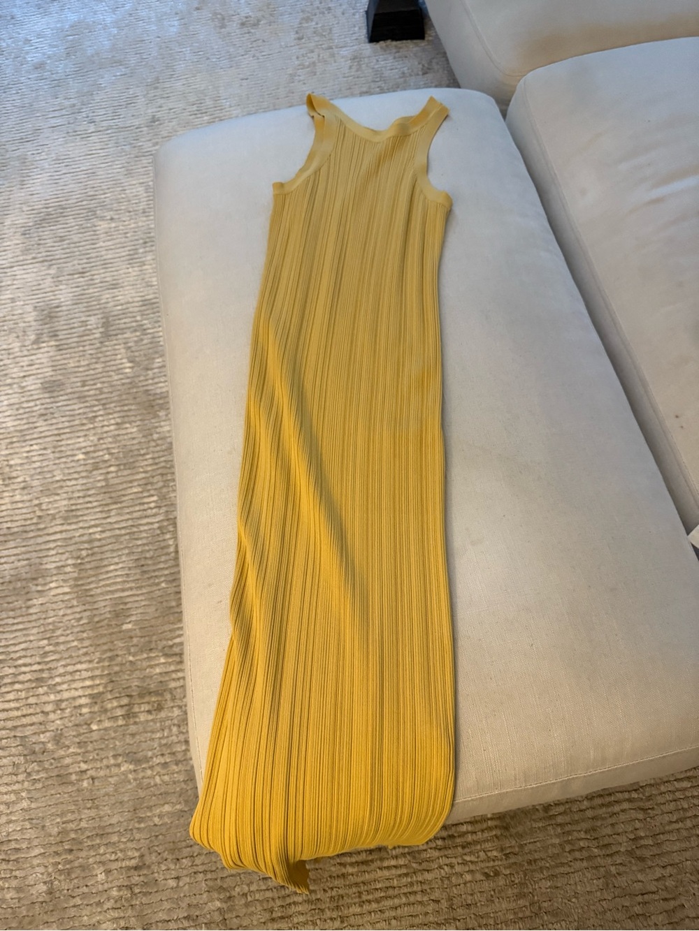 Toteme Sleeveless Mustard Yellow Pleated Maxi Dress